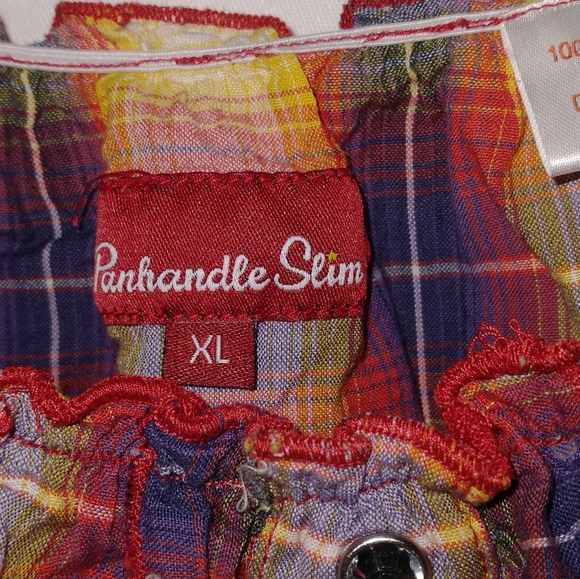 Country Cowgirl Cowboy Rodeo Women's Plaid Blouse Top - Multicolor XL - Picture 3 of 4